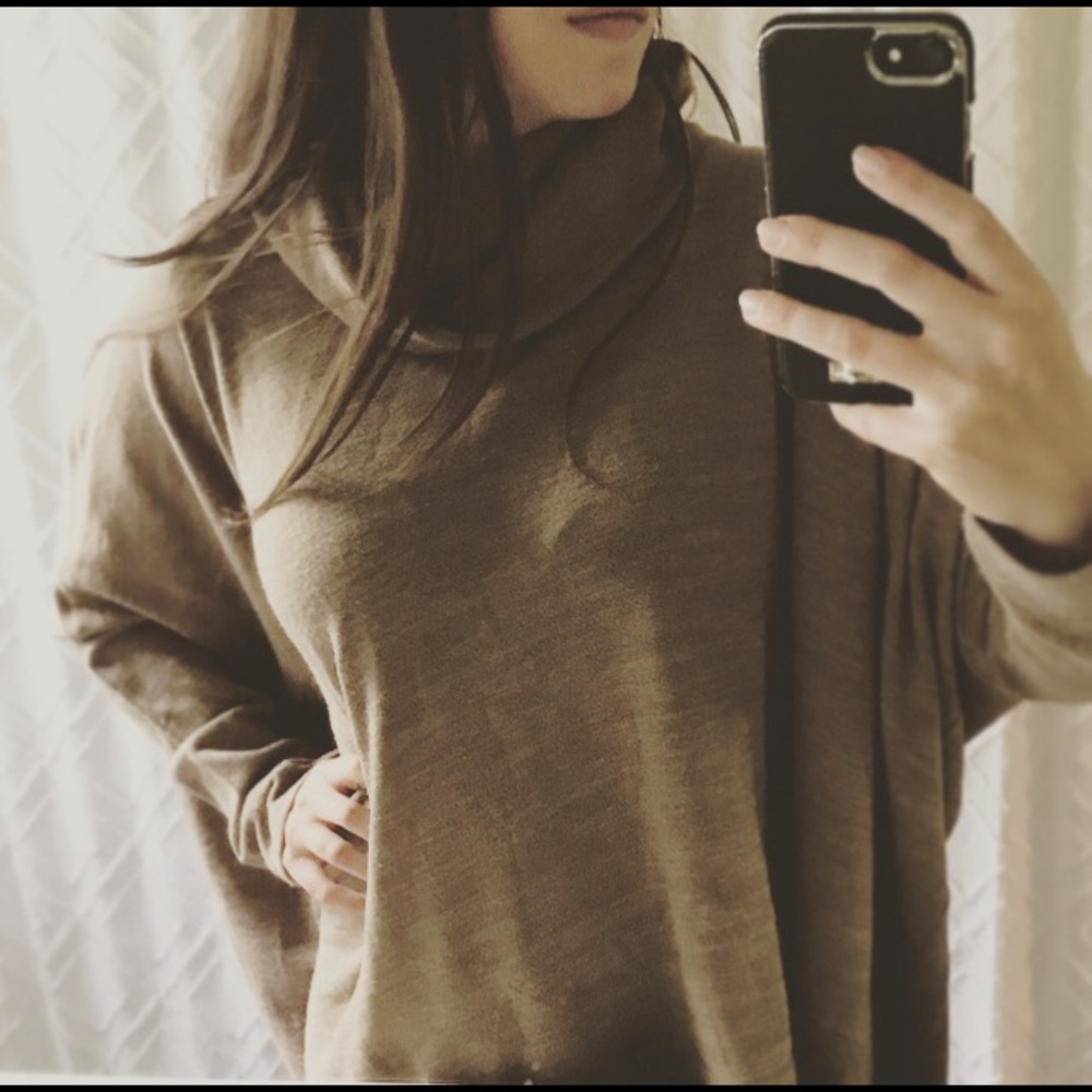 Slouchy open back turtleneck